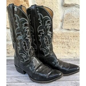 Vintage Justin 2506 Black Leather Cowboy Boots Western Stitch Mens Size 10.5 D